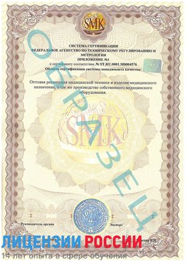 Образец сертификата соответствия (приложение) Батайск Сертификат ISO 13485