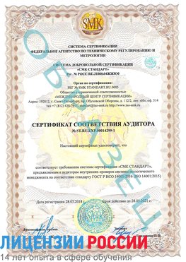 Образец сертификата соответствия аудитора №ST.RU.EXP.00014299-1 Батайск Сертификат ISO 14001